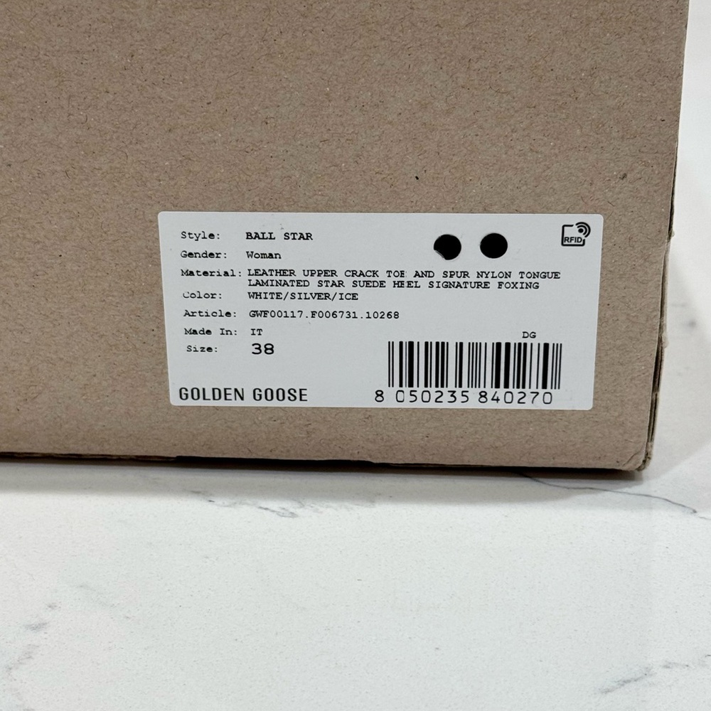 Golden Goose White and Silver Distressed Ball Star - NIB - Picture 12 of 12